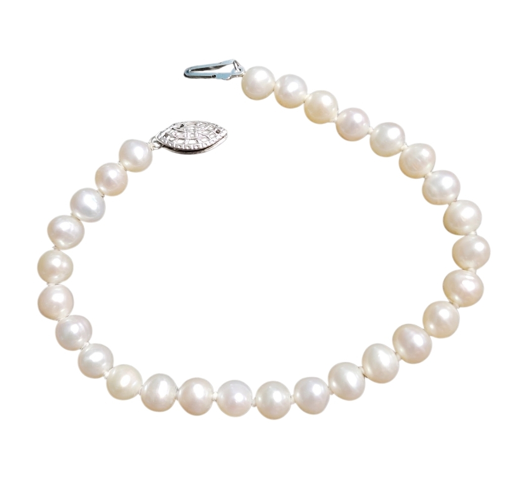 Genuine Pearl Bracelet with Sterling Silver Clasp